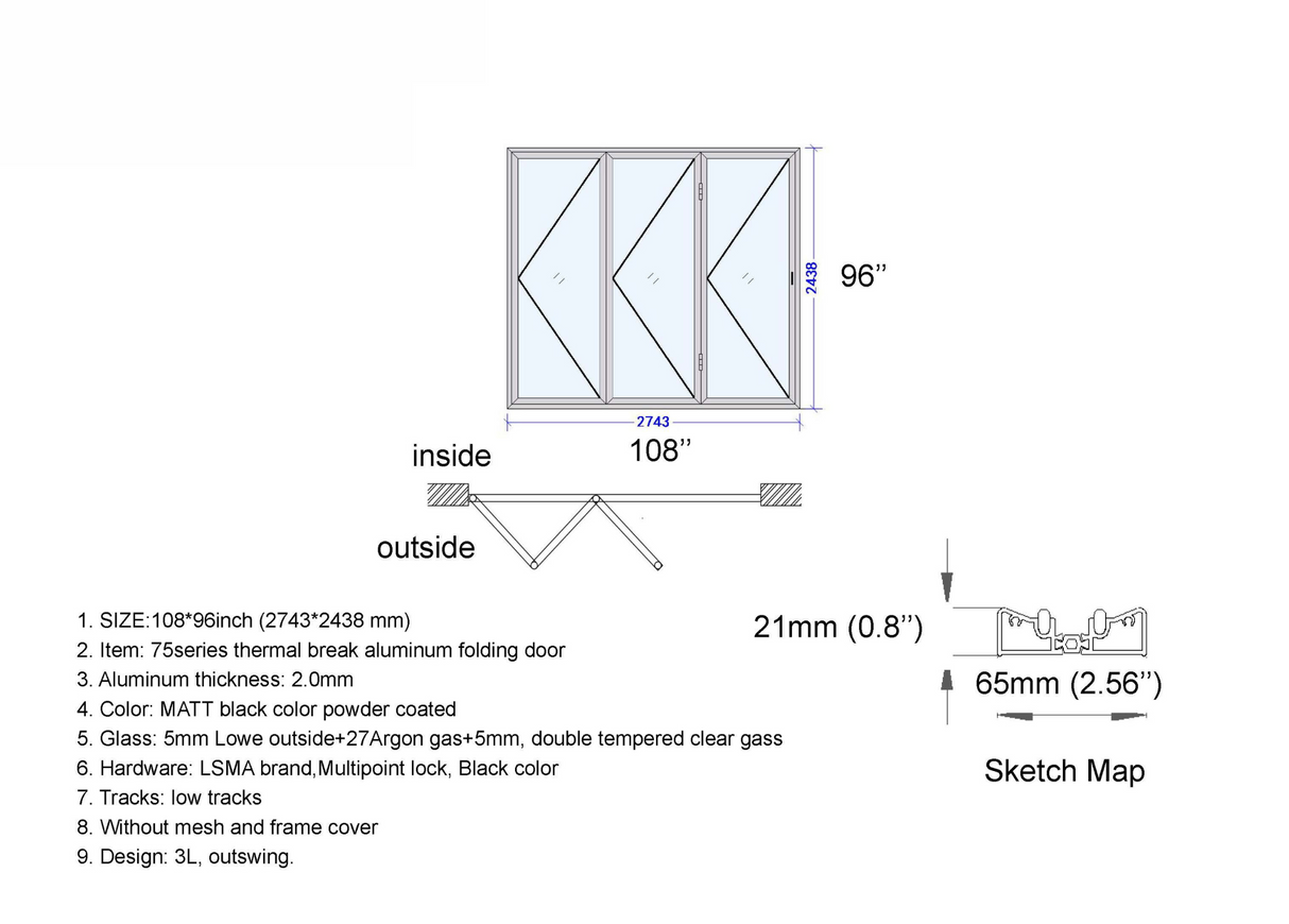 108" X 96" Grand Bifold Door