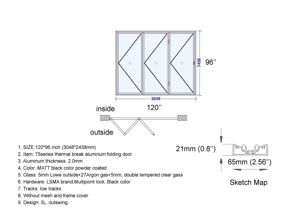 120" X 96" Grand Bifold Door
