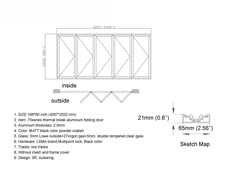 168" X 80" Grand Bifold Door