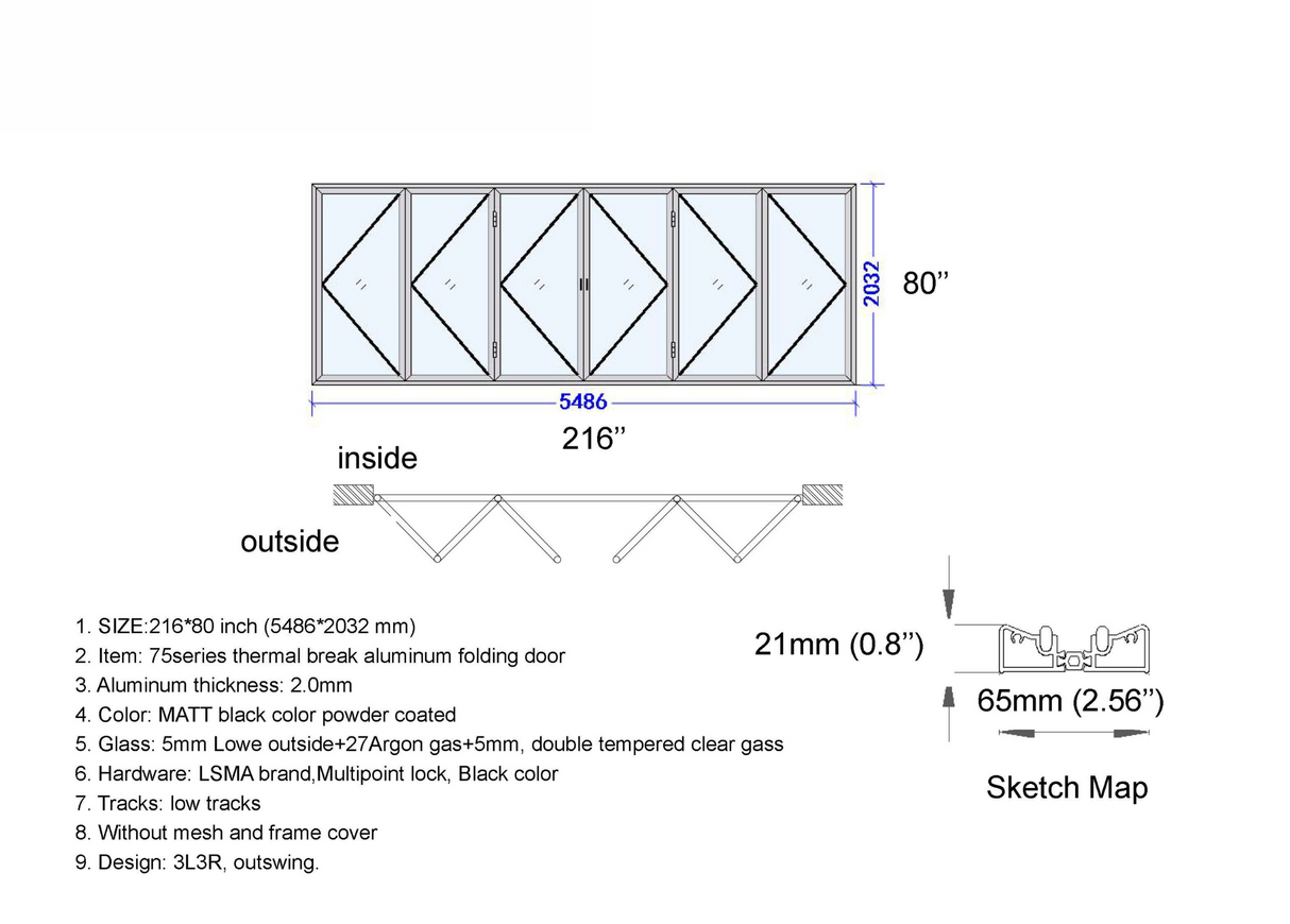 216" X 80" Grand Bifold Door