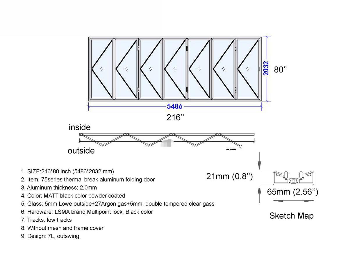 216" X 80" Grand Bifold Door