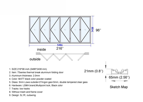 216" X 96" Grand Bifold Door With Single Access