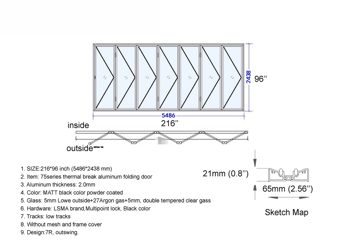 216" X 96" Grand Bifold Door