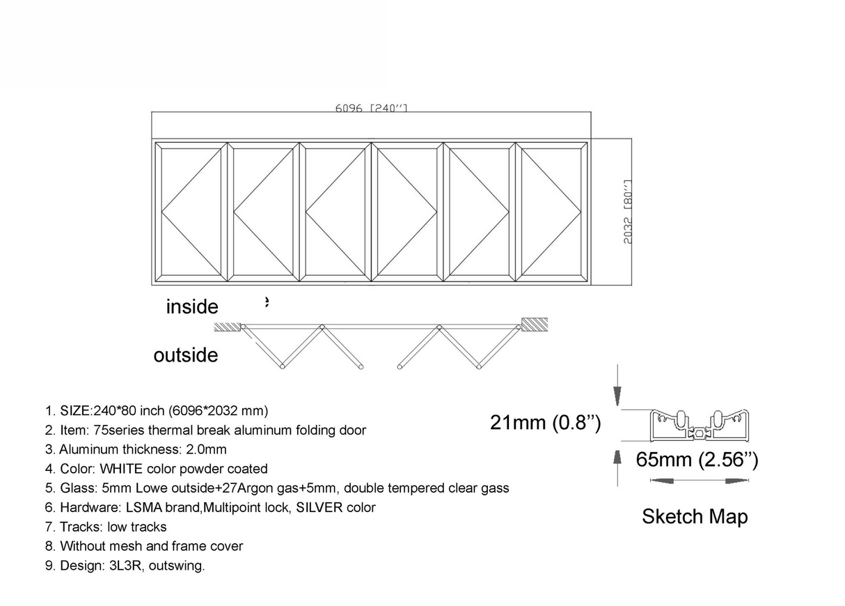 240" X 80" Grand Bifold Door