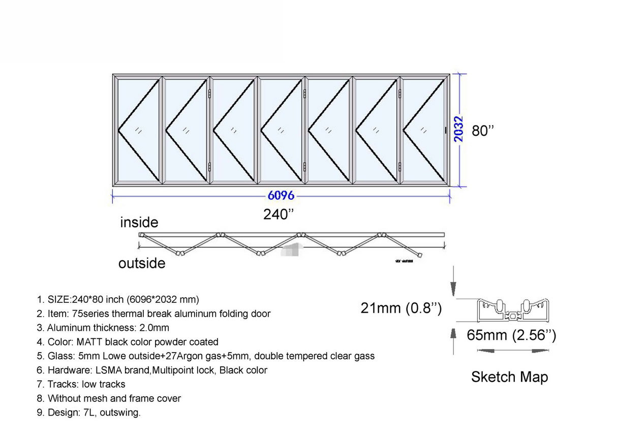 240" X 80" Grand Bifold Door