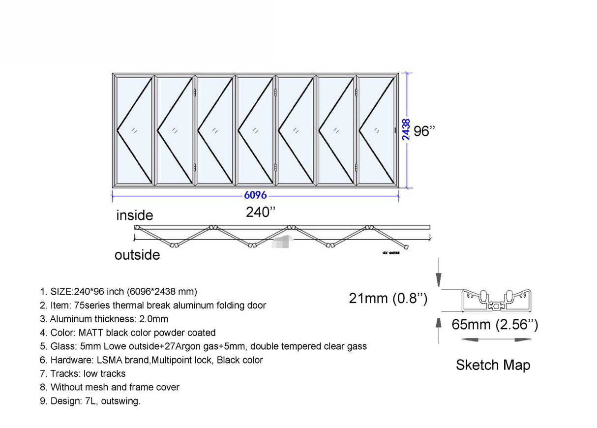 240" X 96" Grand Bifold Door