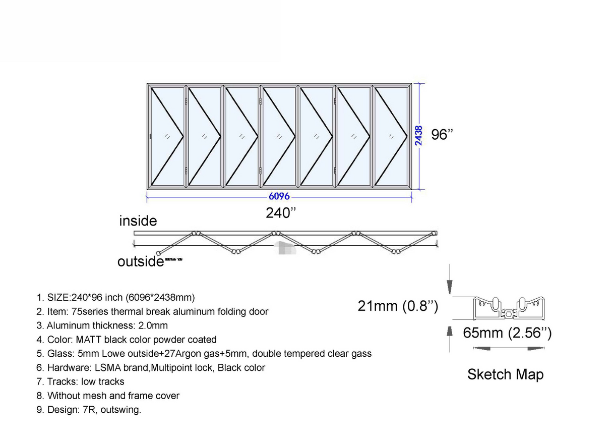 240" X 96" Grand Bifold Door
