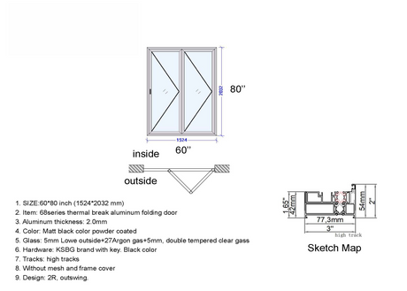 60" X 80" Grand Bifold Door