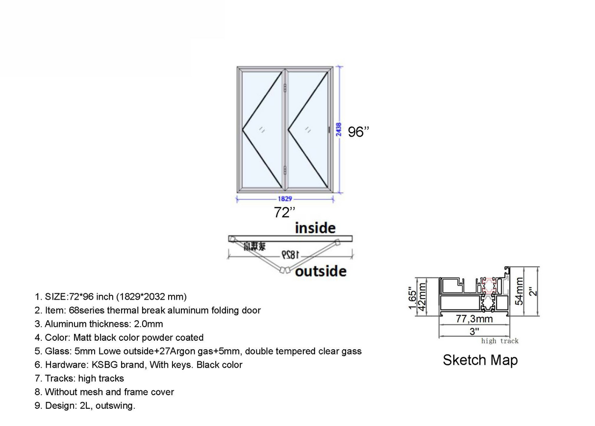 72" X 96" Grand Bifold Door