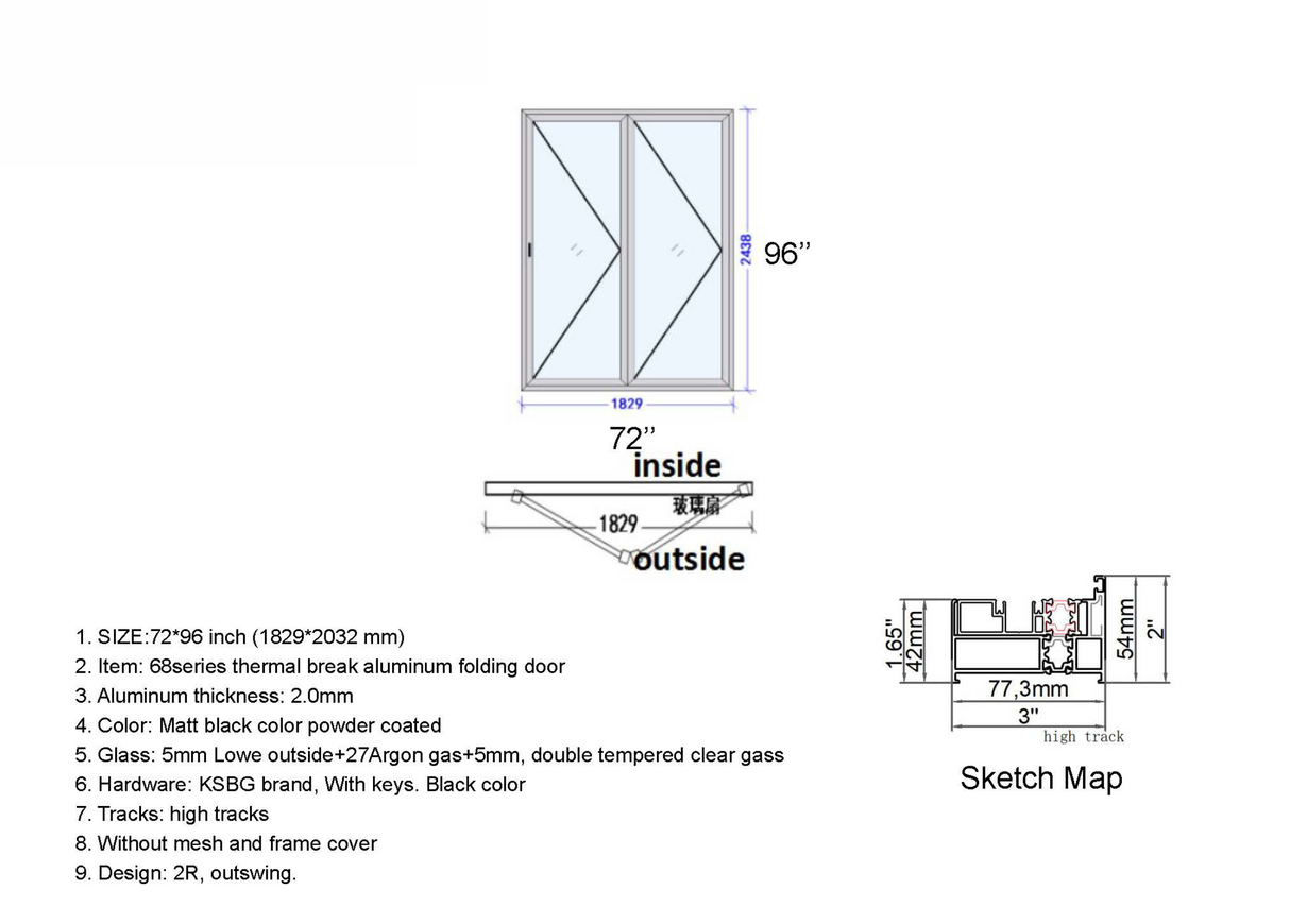 72" X 96" Grand Bifold Door