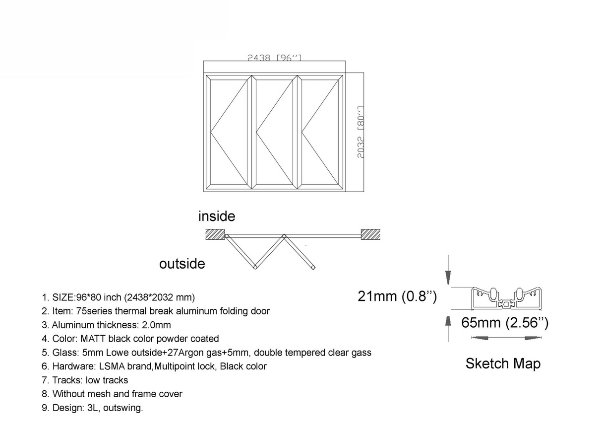 96" X 80" Grand Bifold Door