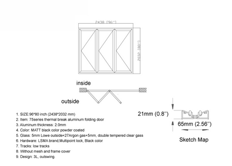 96" X 80" Grand Bifold Door