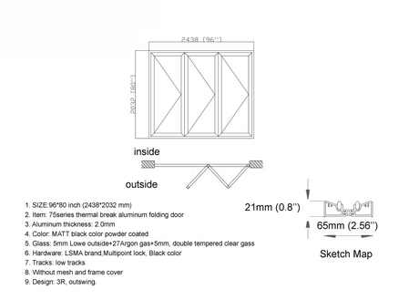 96" X 80" Grand Bifold Door