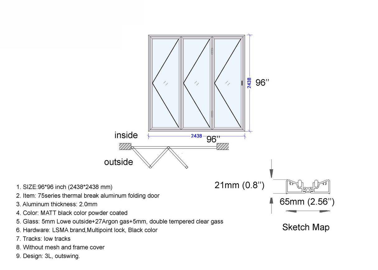 96" X 96" Grand Bifold Door