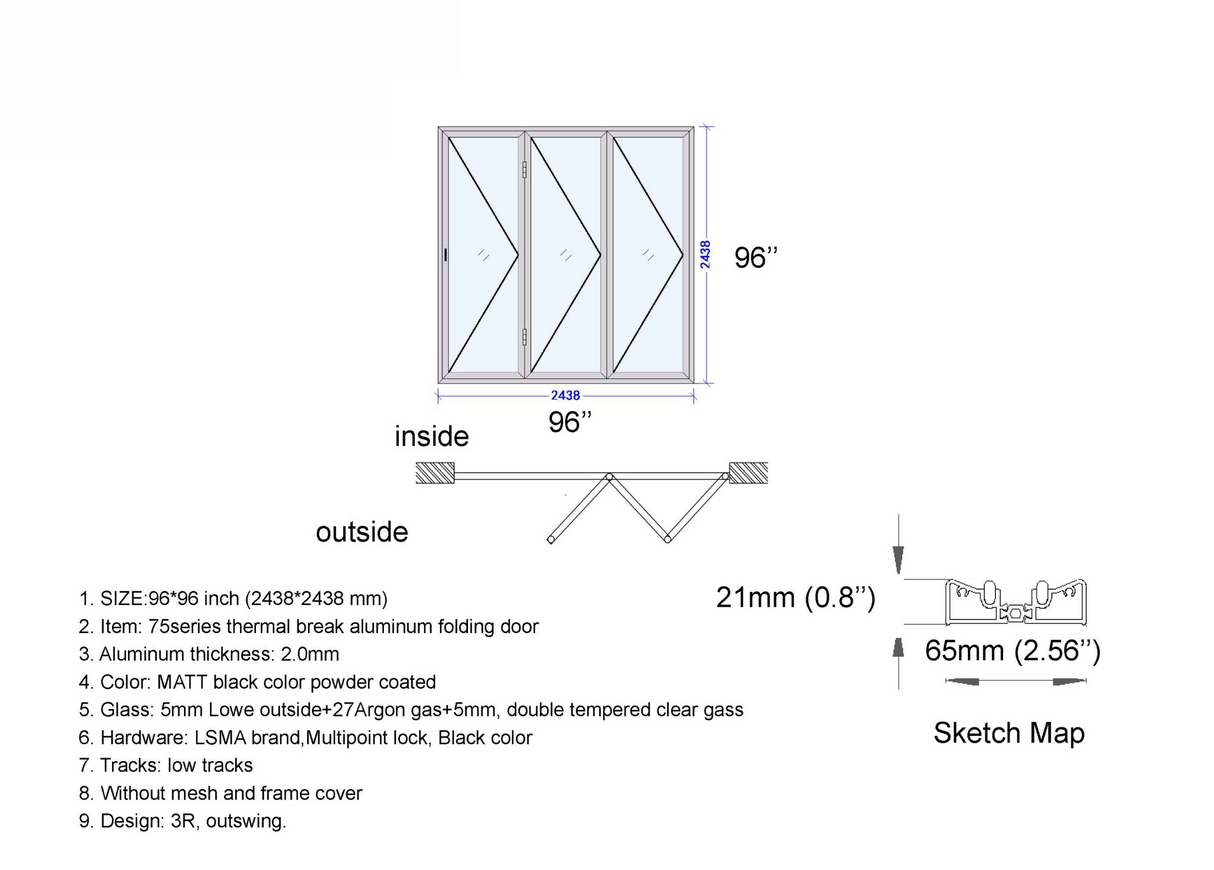 96" X 96" Grand Bifold Door