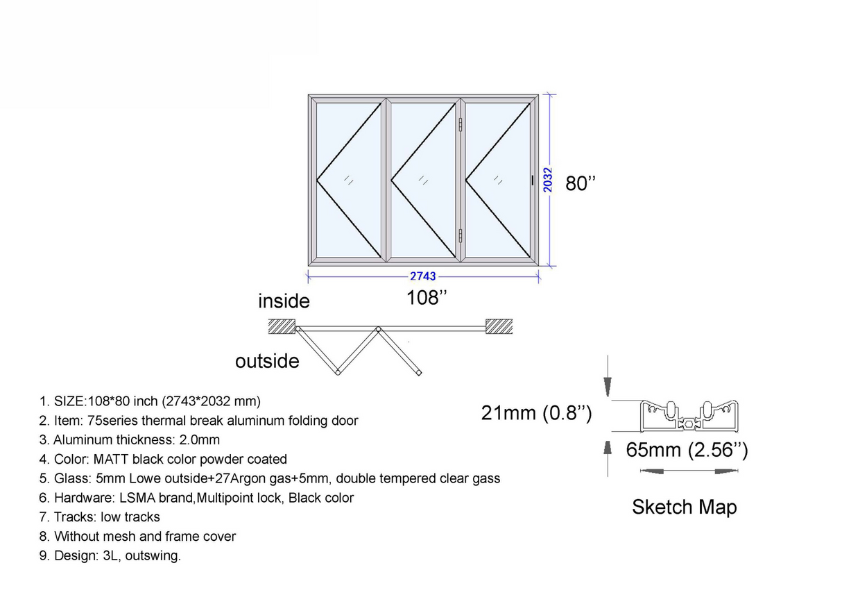 108" X 80" Grand Bifold Door