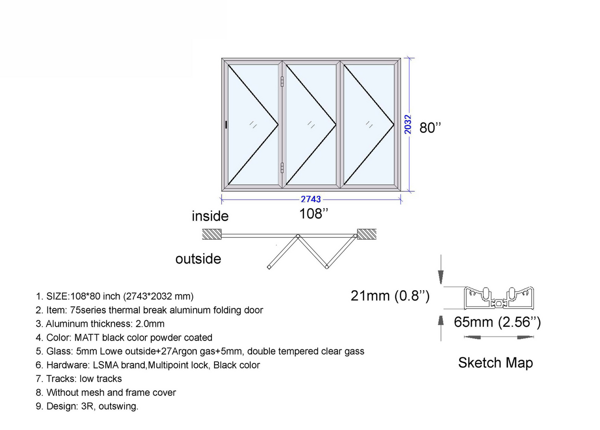 108" X 80" Grand Bifold Door