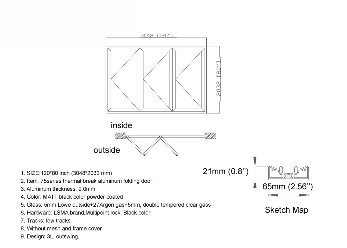 120" X 80" Grand Bifold Door