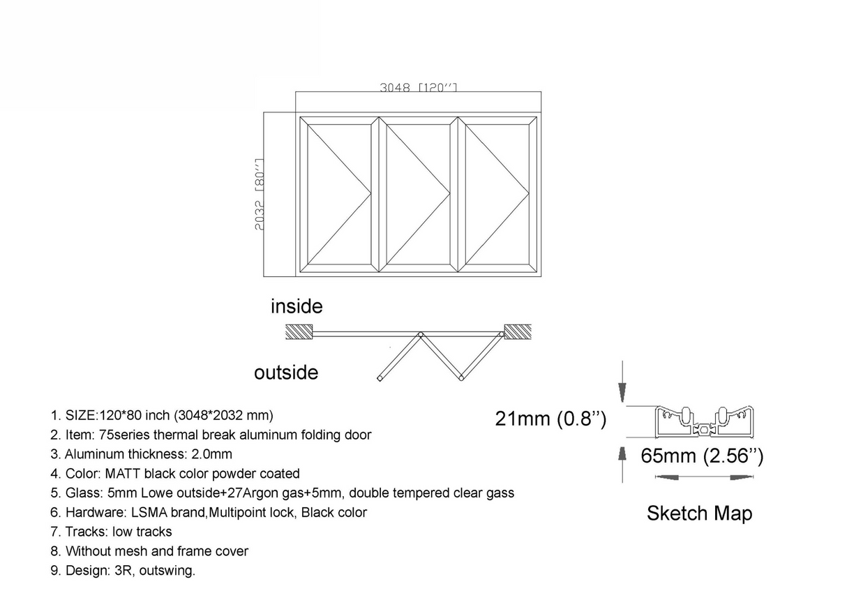 120" X 80" Grand Bifold Door