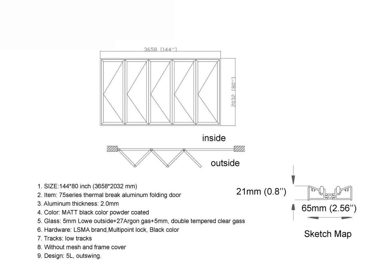 144" X 80" Grand Bifold Door