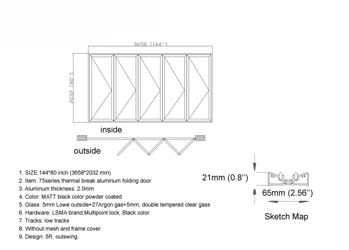 144" X 80" Grand Bifold Door