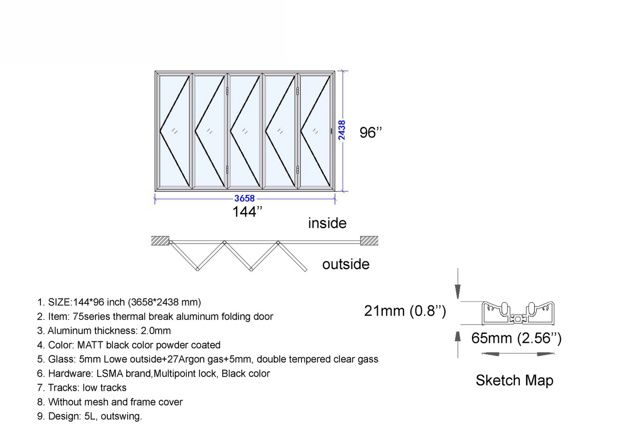 144" X 96" Grand Bifold Door