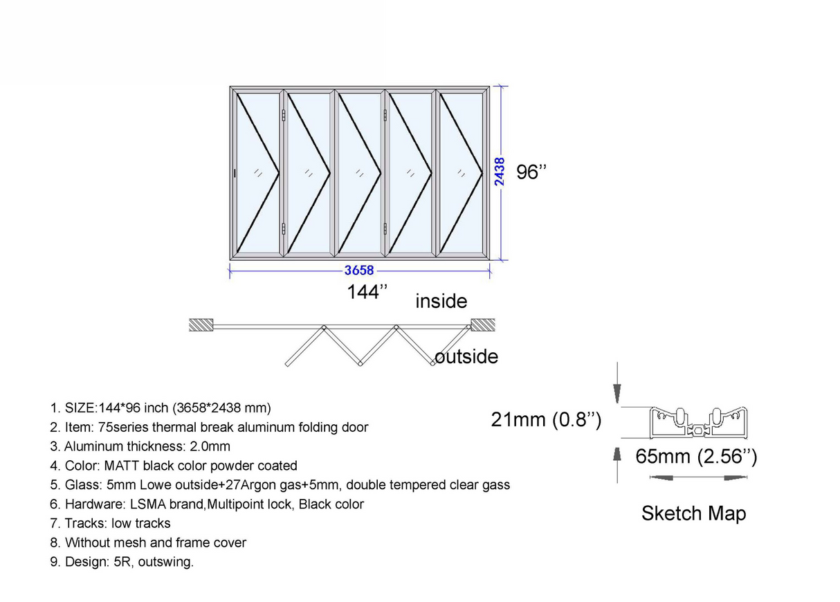 144" X 96" Grand Bifold Door