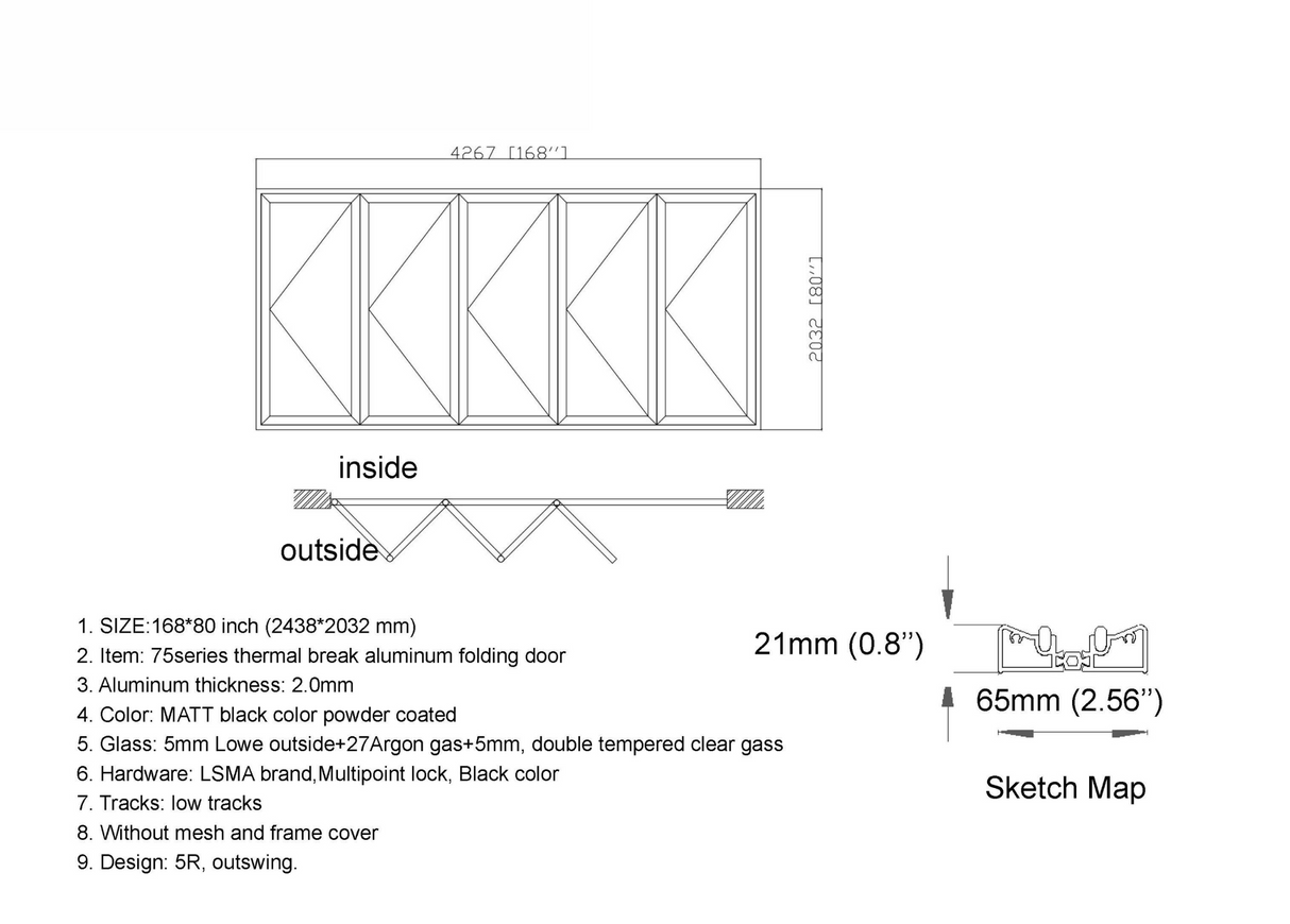 168" X 80" Grand Bifold Door