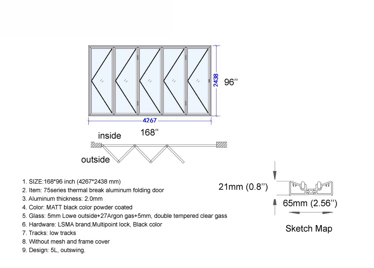 168" X 96" Grand Bifold Door