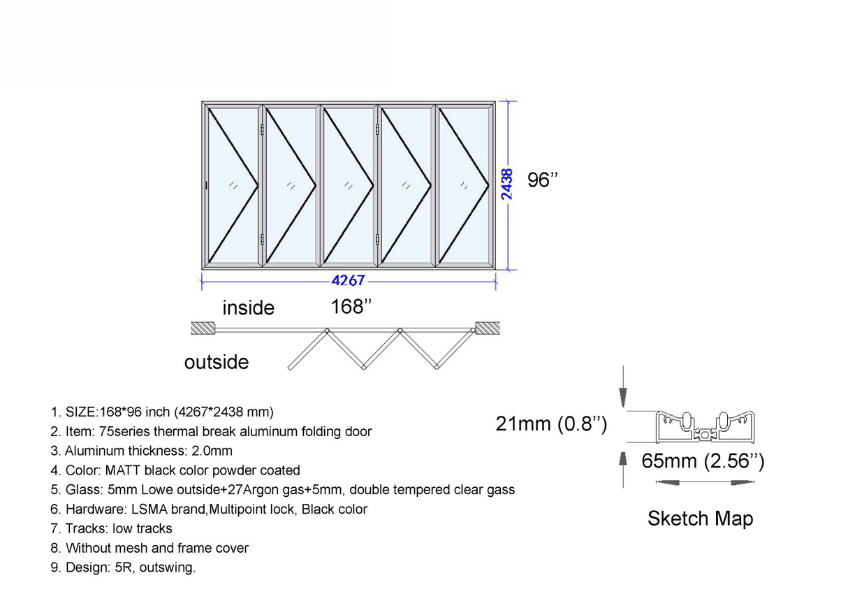 168" X 96" Grand Bifold Door