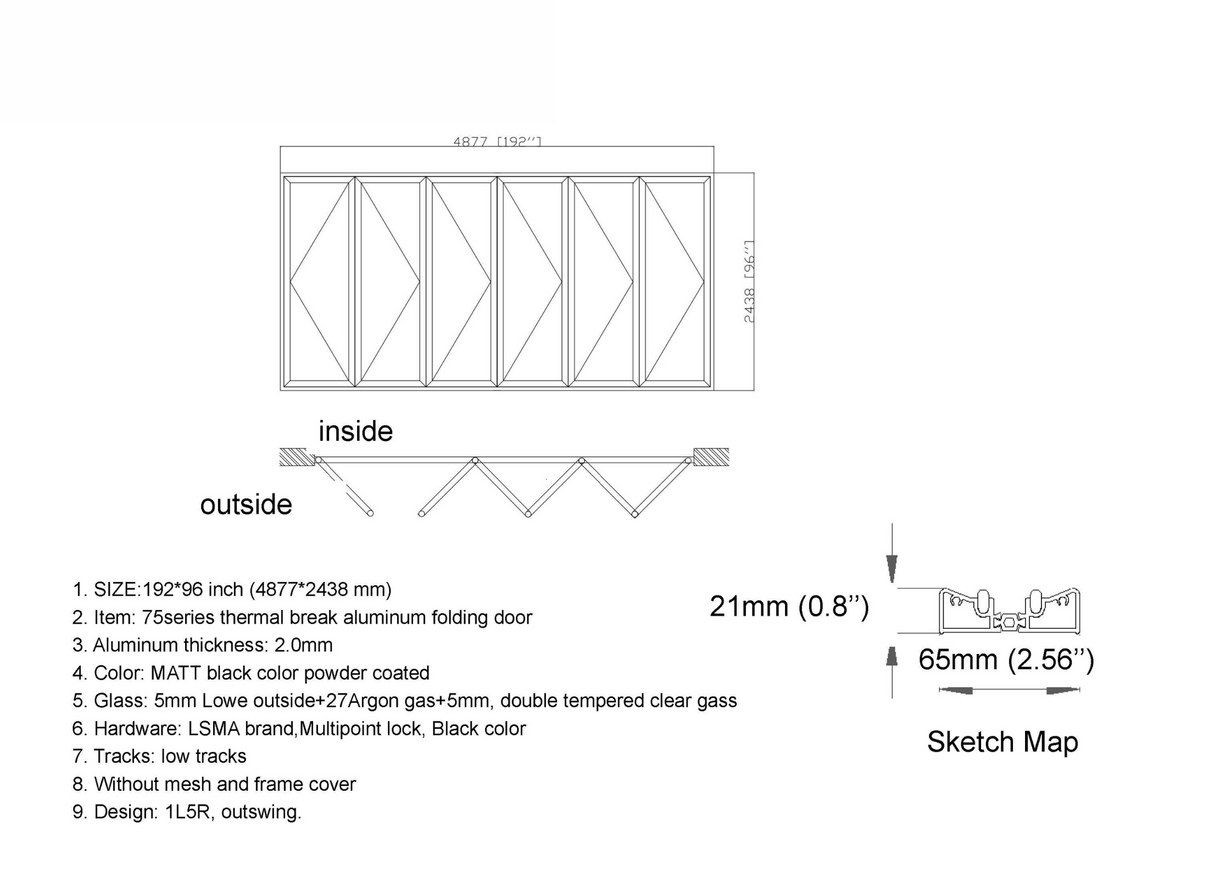 192" X 96" Grand Bifold Door With Single Access