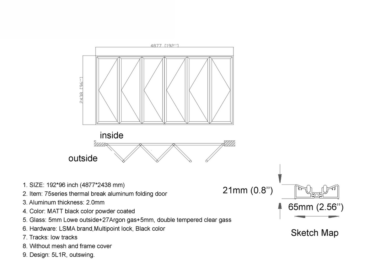 192" X 96" Grand Bifold Door With Single Access