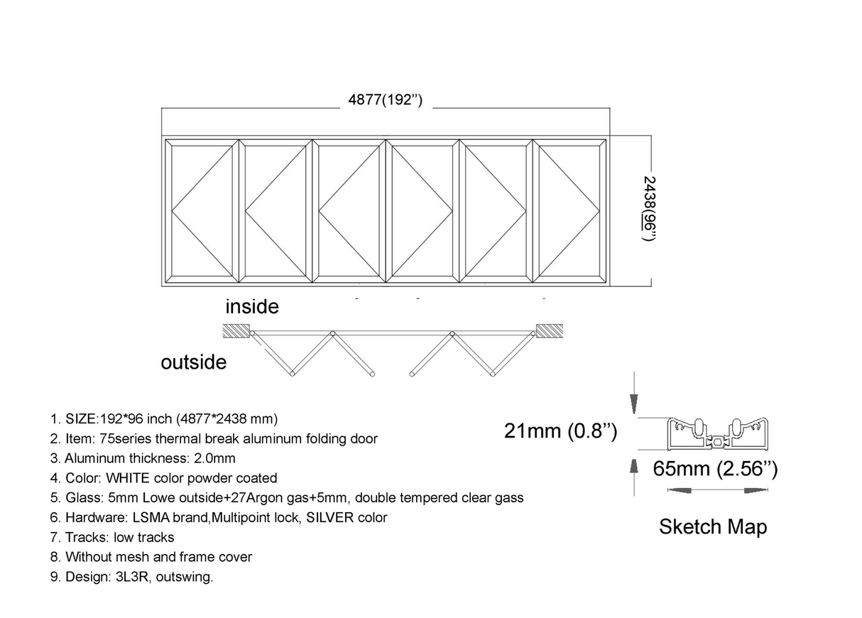 192" X 96" Grand Bifold Door