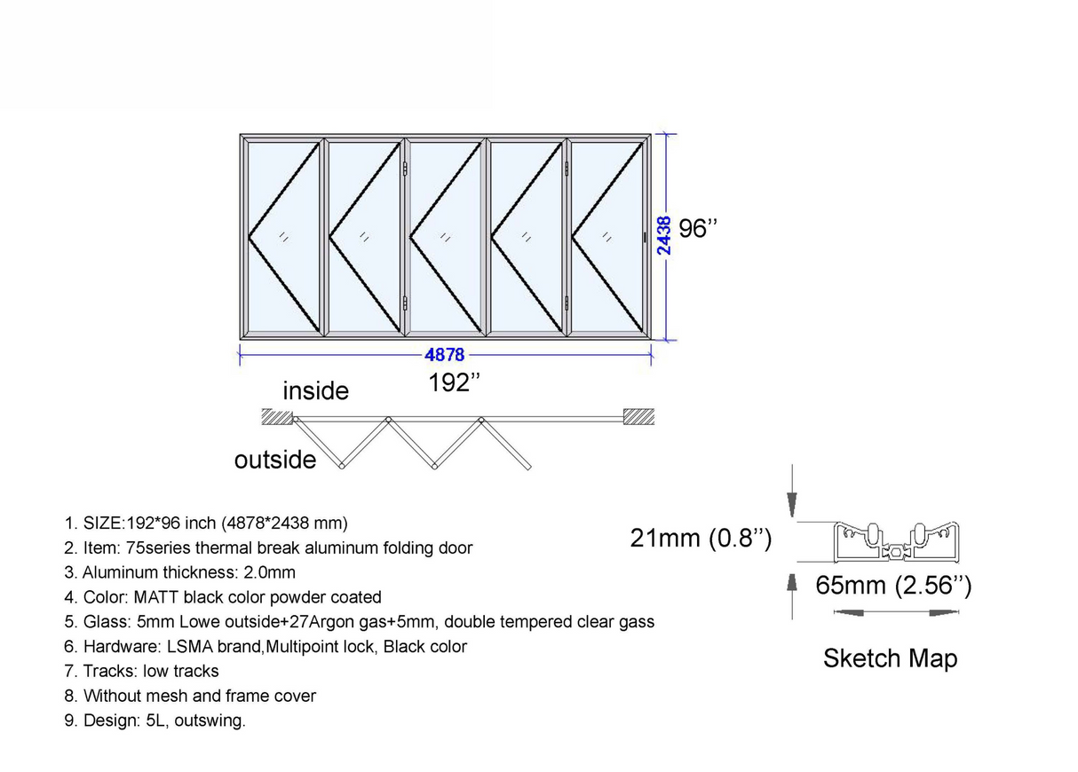 192" X 96" Grand Bifold Door