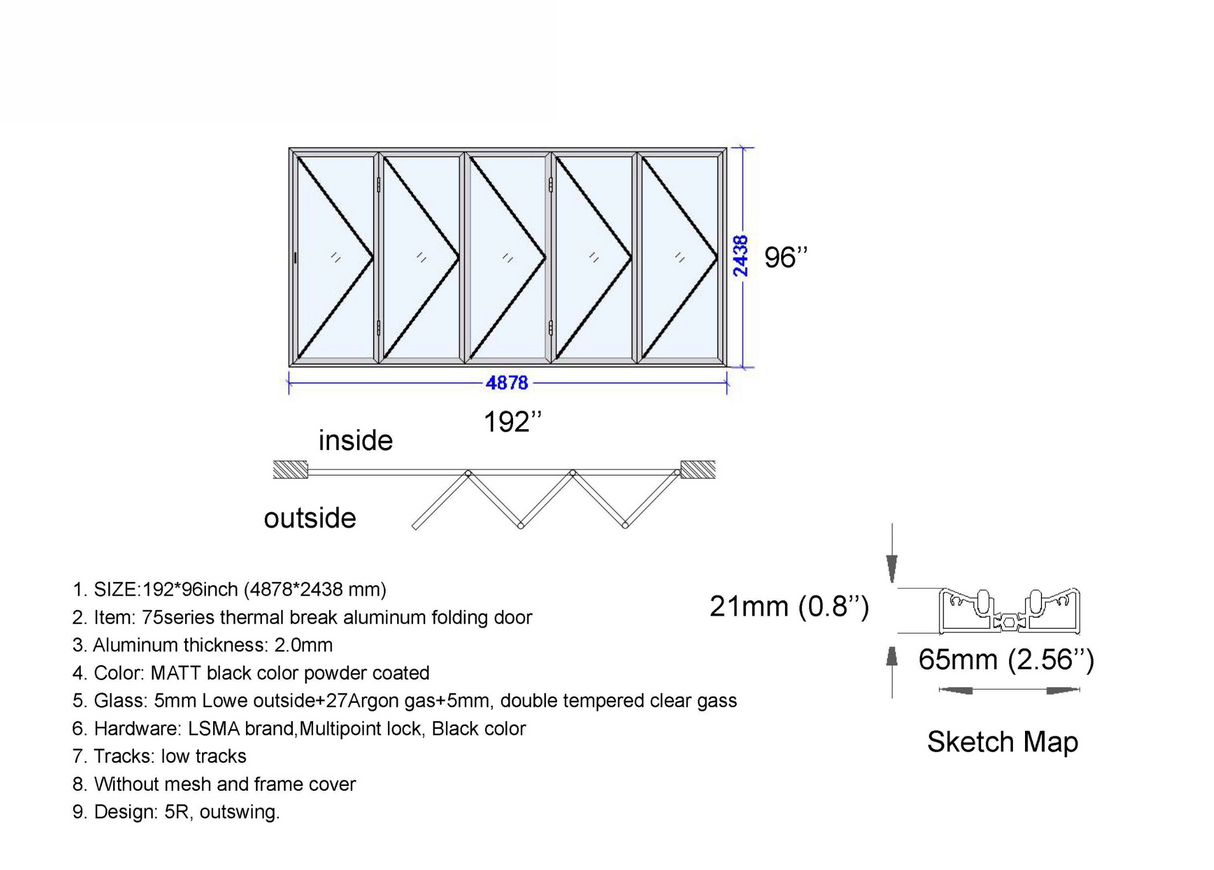 192" X 96" Grand Bifold Door