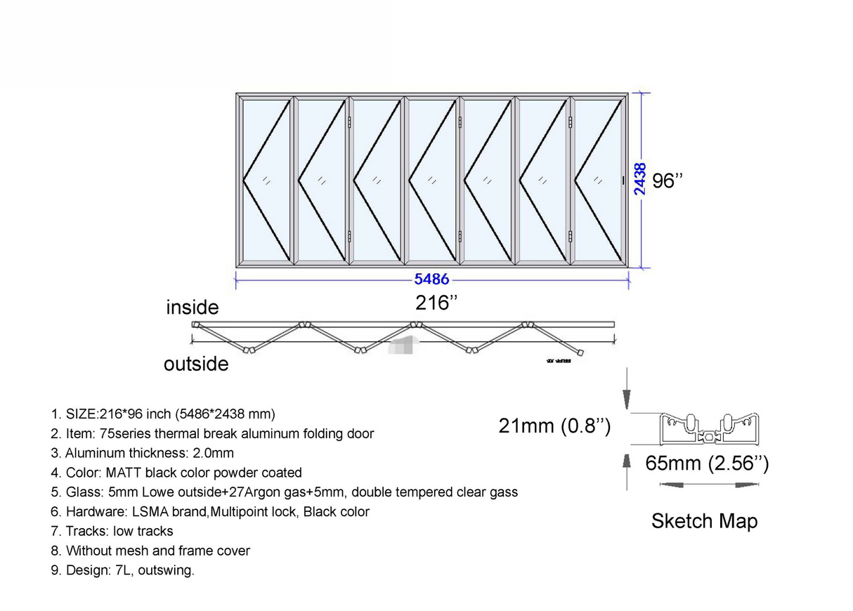 216" X 96" Grand Bifold Door