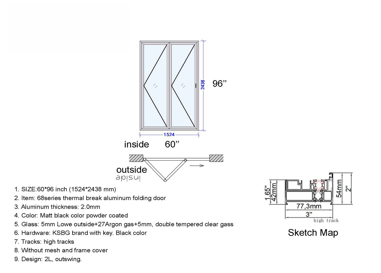 60" X 96" Grand Bifold Door