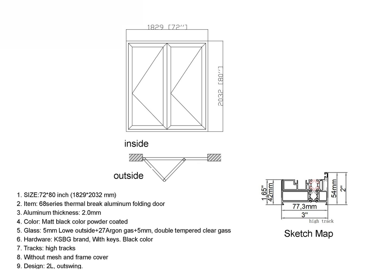 72" X 80" Grand Bifold Door